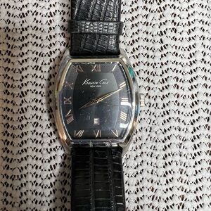 Men’s Kenneth Cole KC8013 Classic Black Croco Grain Leather Strap Watch